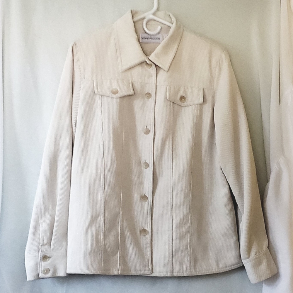 🫖2/$20 Alfred Dunner White Corduroy Jacket ECU